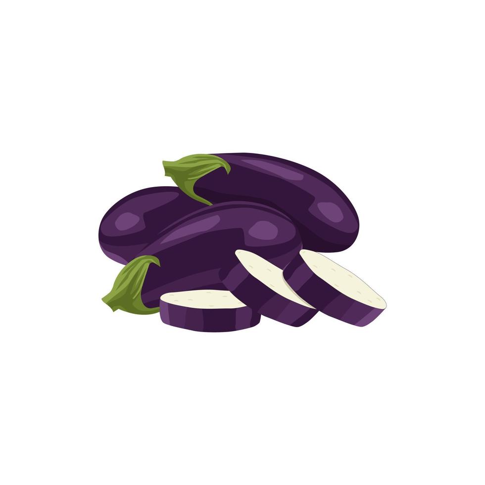 färska grönsaker aubergine isolerade vektor i vit bakgrund