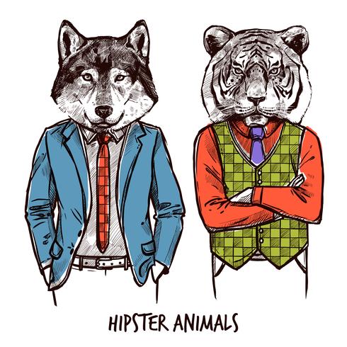 Hipster Djur Set vektor