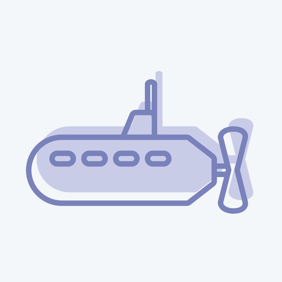 ikon ubåt 3 - tvåfärgad stil - enkel illustration, redigerbar linje vektor