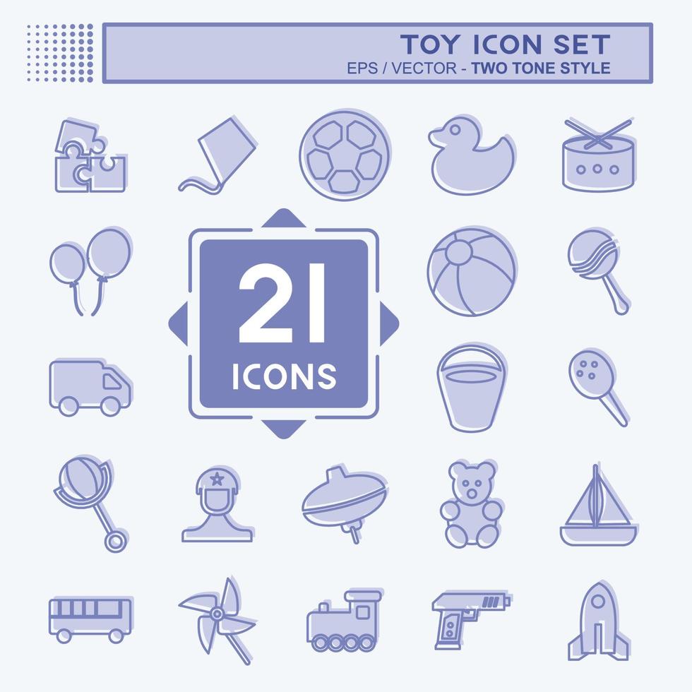 Icon Set Spielzeug - zweifarbiger Stil - einfache Illustration vektor