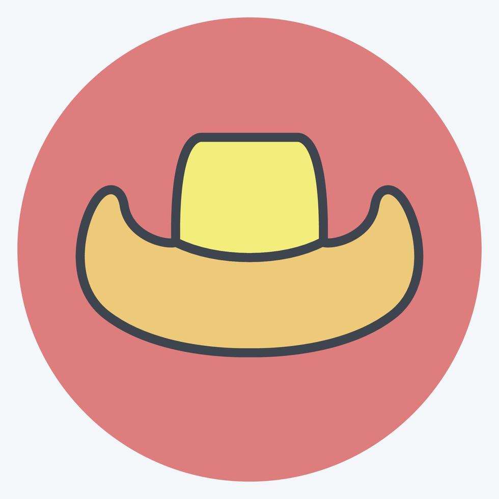 ikon cowboyhatt - färg kompis stil - enkel illustration, bra för utskrifter, meddelanden, etc vektor