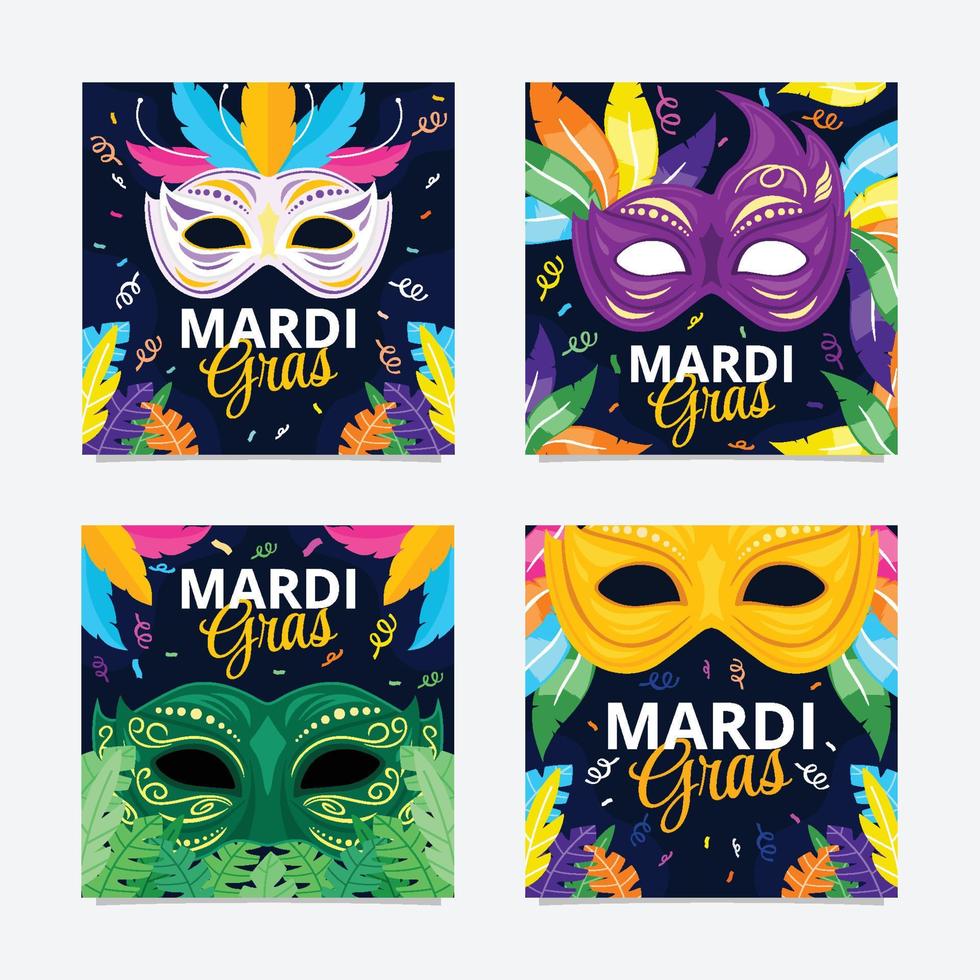 Mardi Gras Maskenfestival Social-Media-Beiträge vektor