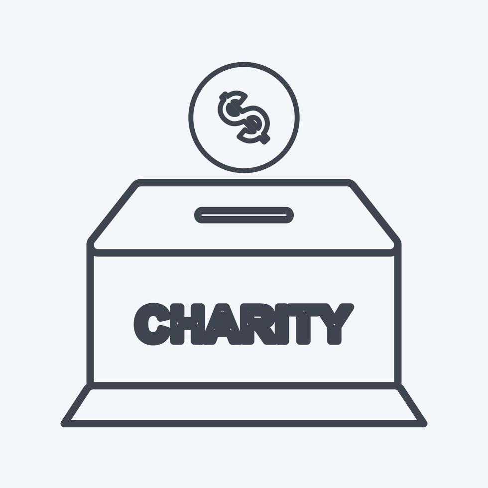 ikon välgörenhet box - linje stil - enkel illustration vektor