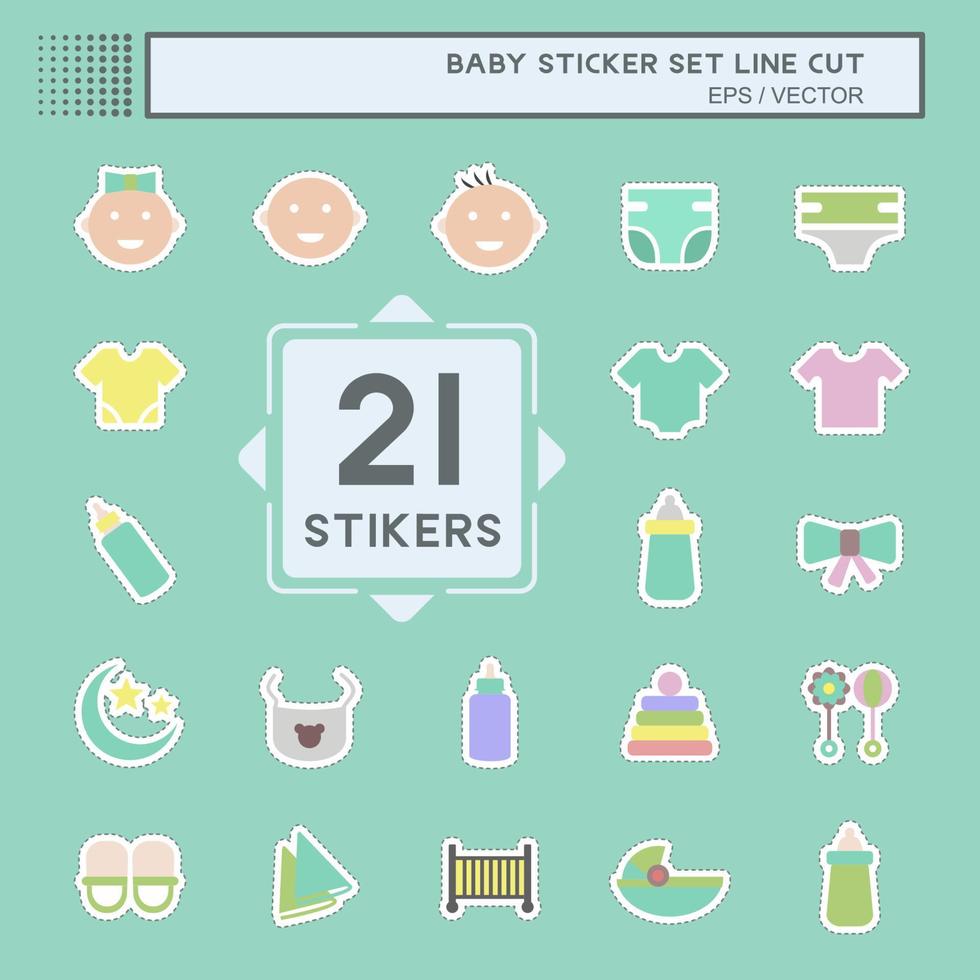 Stickerset Baby, Linienschnitt - einfache Illustration vektor