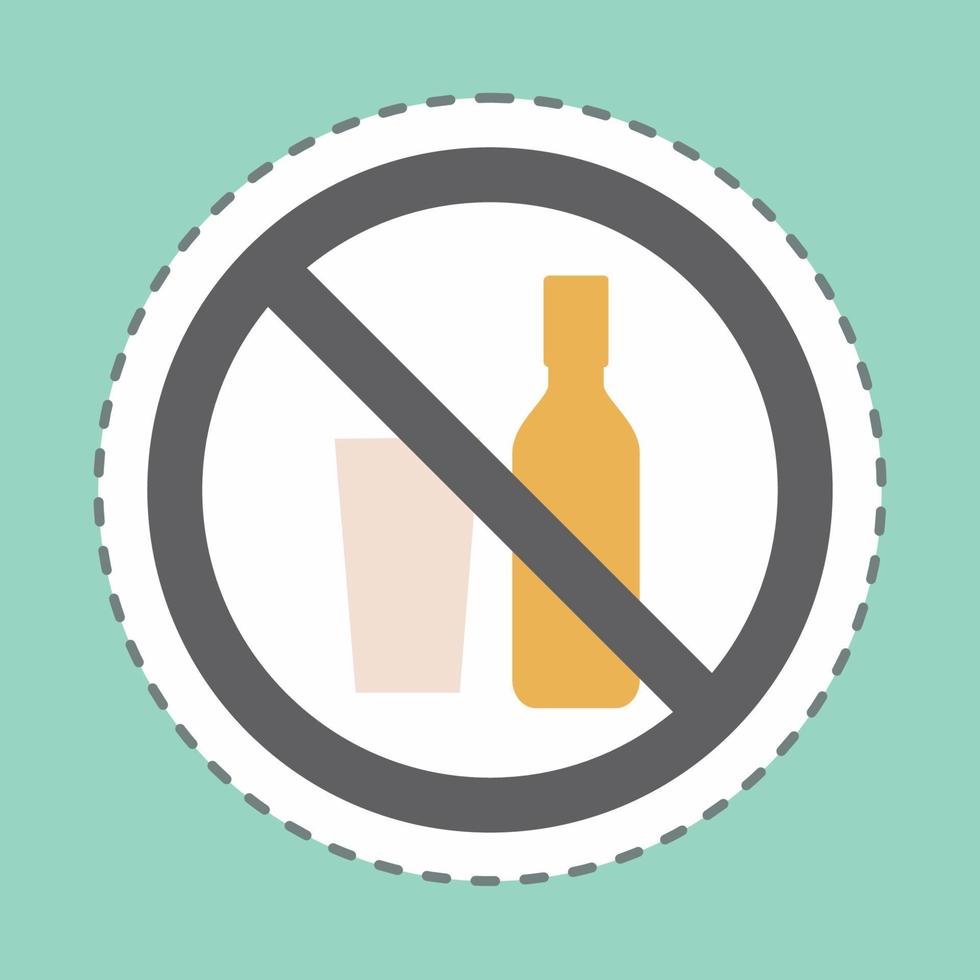 klistermärke inga drinkar - linjeklippning - enkel illustration vektor