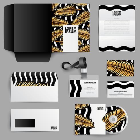 Corporate Identity Design mit goldenen Palmblättern vektor