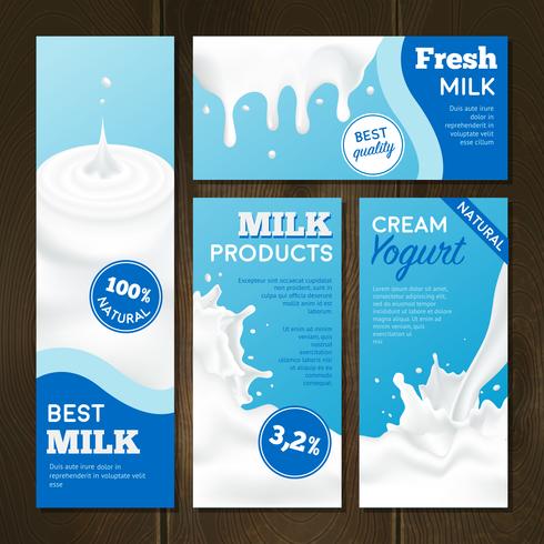 Mjölkprodukter Banners Set vektor
