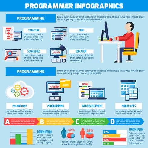 Programmierer Infografiken flachen Layout vektor