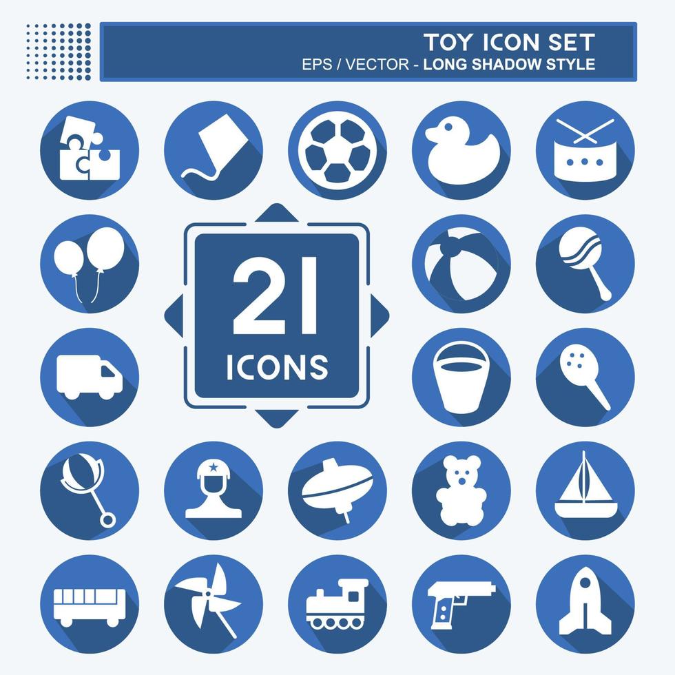 Icon Set Spielzeug - langer Schattenstil - einfache Illustration vektor