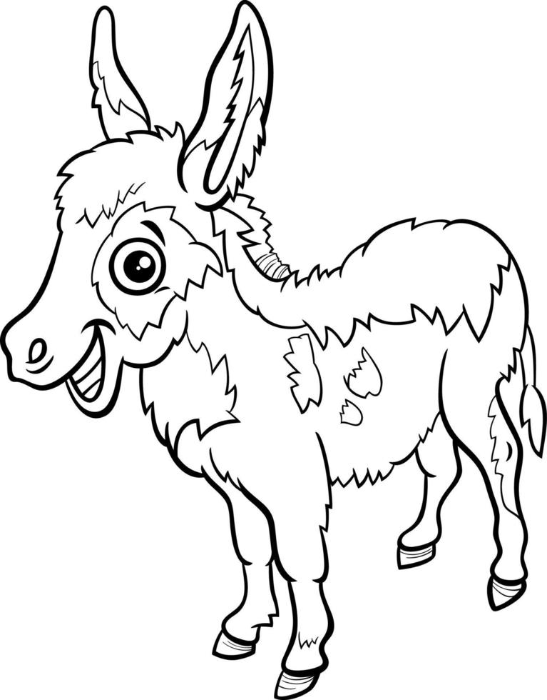 Cartoon Baby Esel Nutztier Malbuchseite vektor