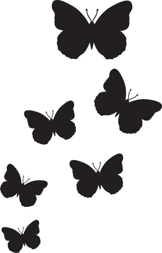 fjärilar flygande siluett vektor