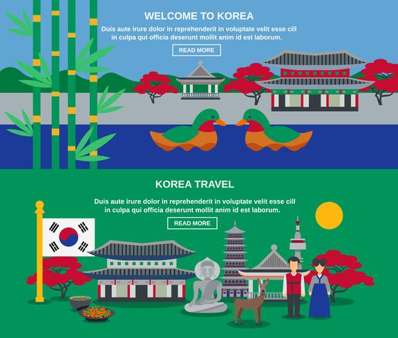 Koreansk kultur resa Horisontell Banners Set vektor