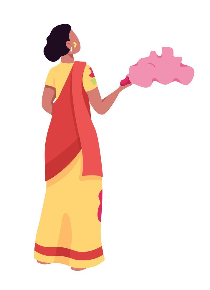 kvinna kastar rosa färg semi platt färg vektor karaktär