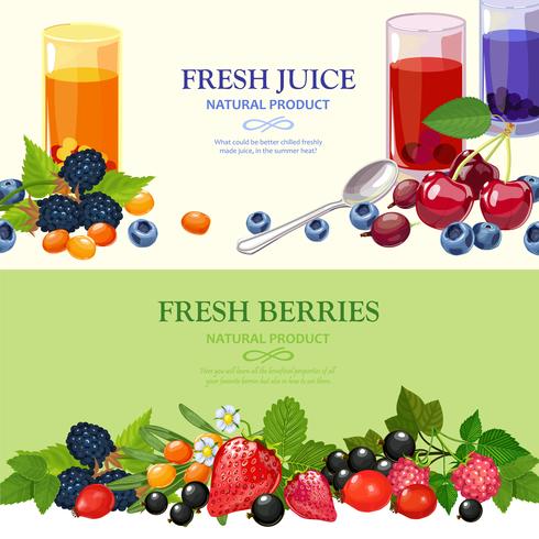 Fresh Berries 2 Flat Banners Set vektor