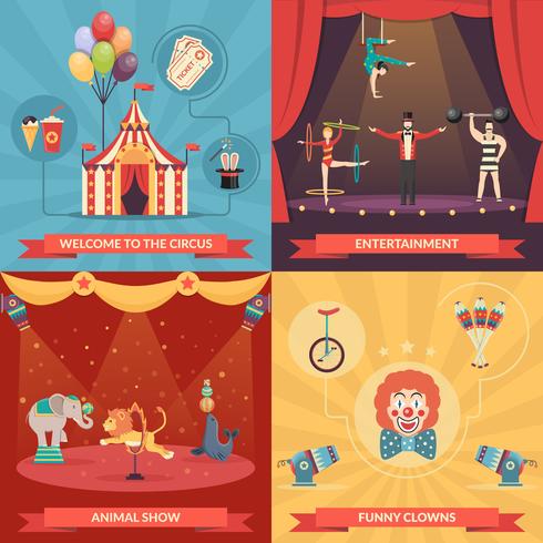 Zirkus Show 2x2 Design-Konzept vektor