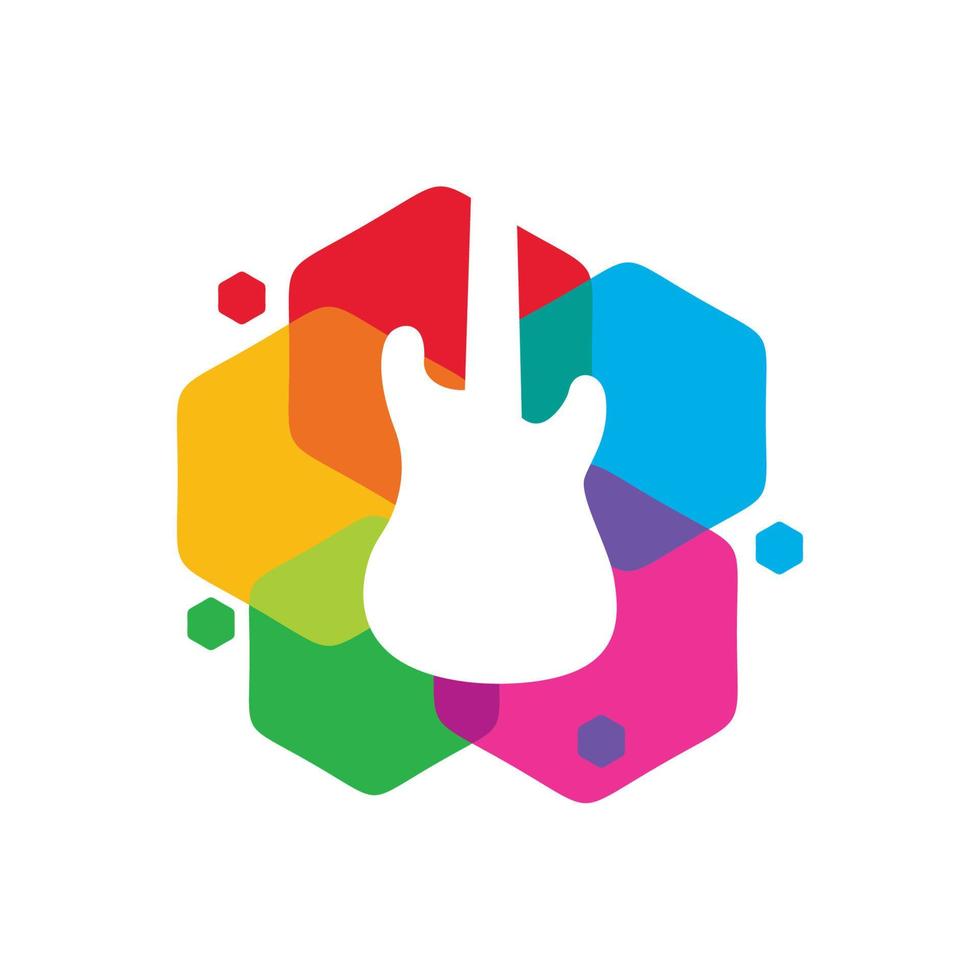 illustration vektorgrafik av färgglada gitarr butik logotyp. perfekt att använda för musikföretag vektor