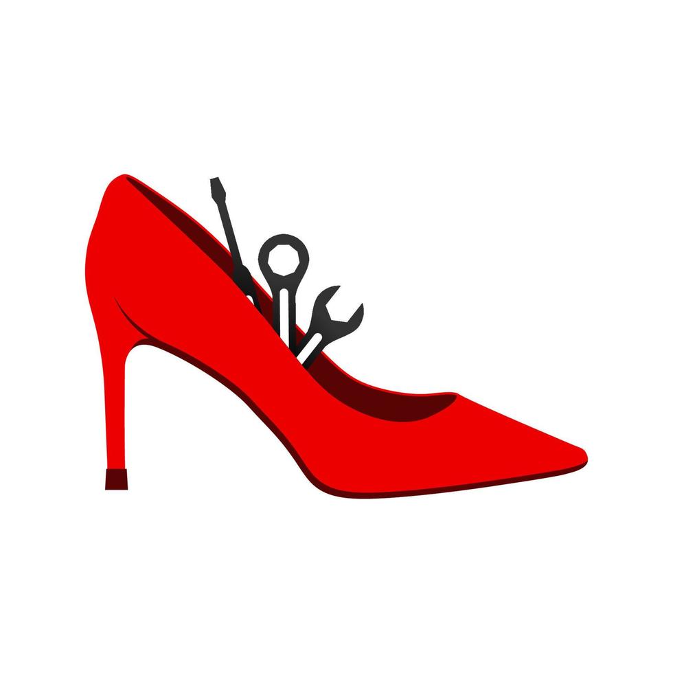 Illustration Vektorgrafik von High Heels Reparatur Logo. perfekt für Modeunternehmen zu verwenden vektor