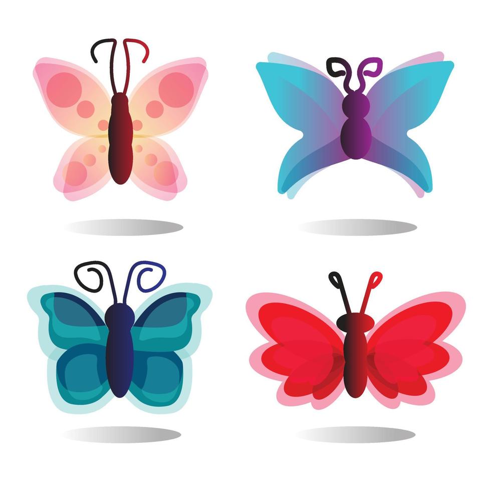 Abbildung von 4 schönen Schmetterlingen vektor