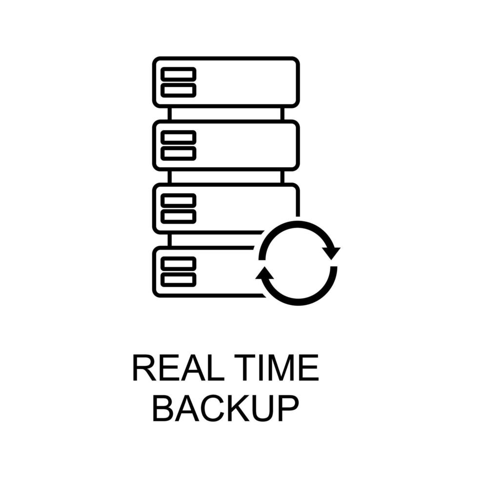 ikon för säkerhetskopiering i realtid. trendig platt vektor realtidsbackupikon på vit bakgrund, vektorillustration kan användas för webb och mobil
