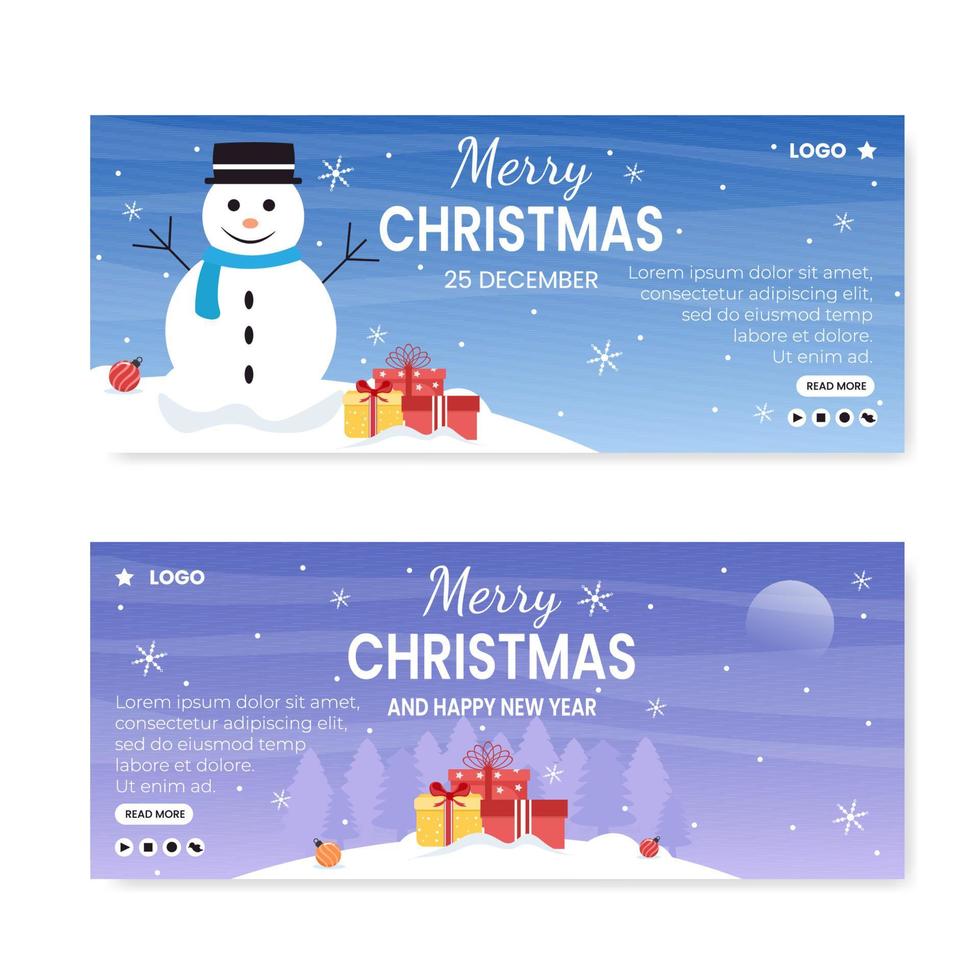 Frohe Weihnachten Banner Vorlage flaches Design Illustration editierbar von quadratischem Hintergrund geeignet für Social Media, Grußkarten und Web-Internet-Anzeigen vektor