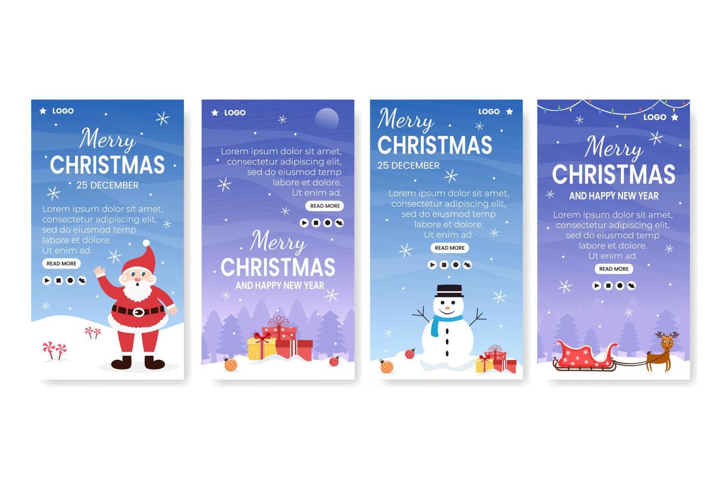 god juldag berättelser mall platt design illustration redigerbar av kvadratisk bakgrund lämplig för sociala medier, gratulationskort och webbannonser på internet vektor