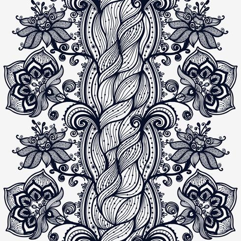 Abstrakt Lace Ribbon Seamless Pattern. Vektor illustration, Mall ram design för kort.