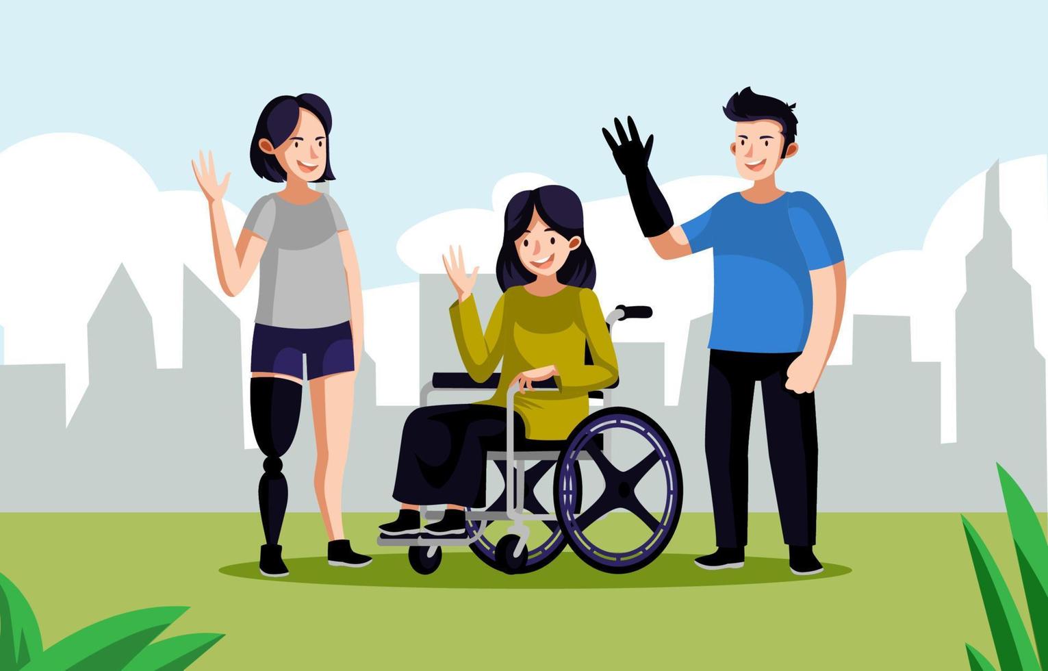 Menschen mit Behinderungen im Leben stärken vektor