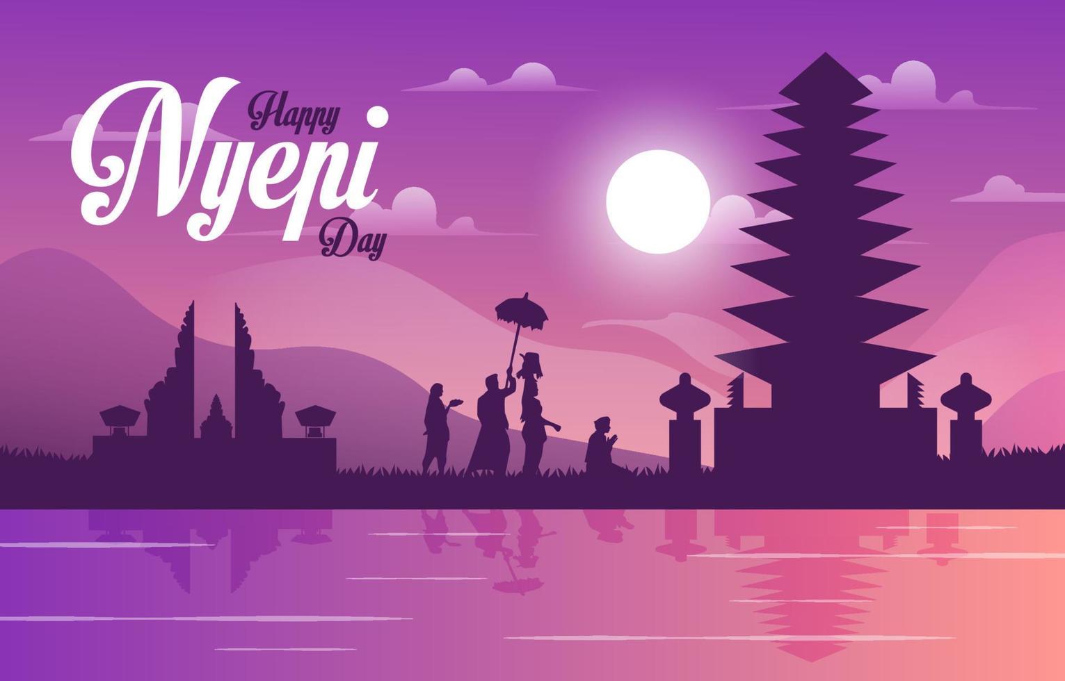 Leute feiern den Hintergrund des Nyepi-Tages vektor