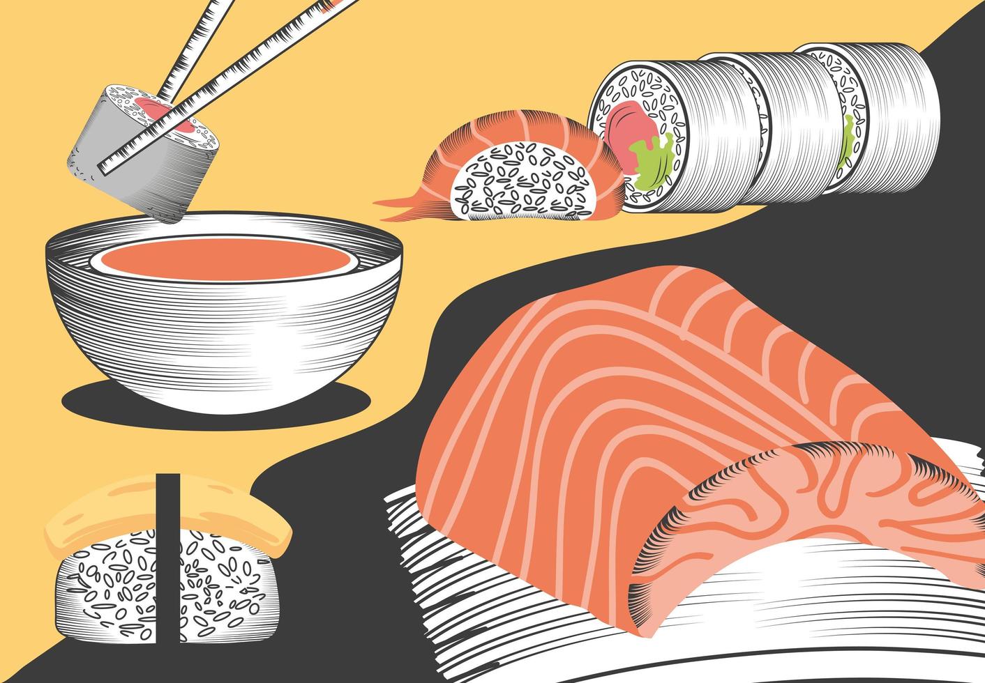 Sushi der japanischen Küche vektor