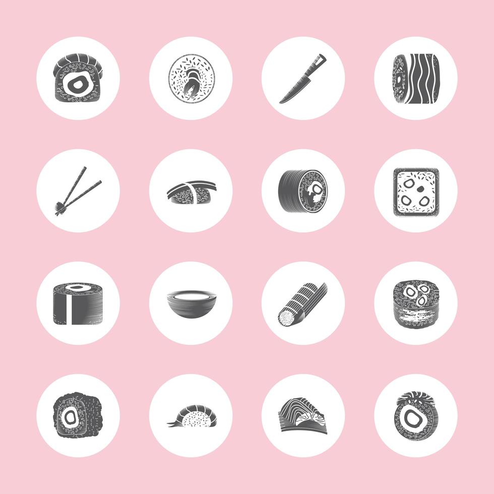 ikoner sushi mat vektor