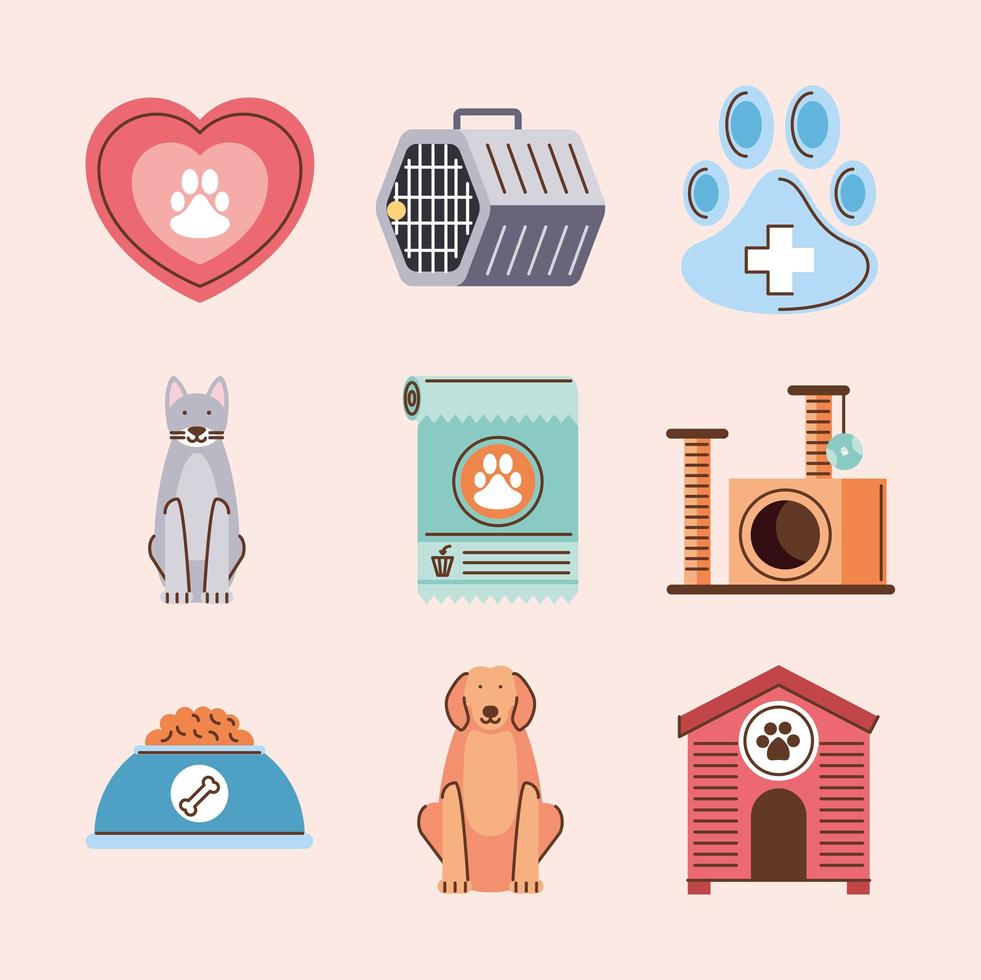 ikoner husdjur djur vektor