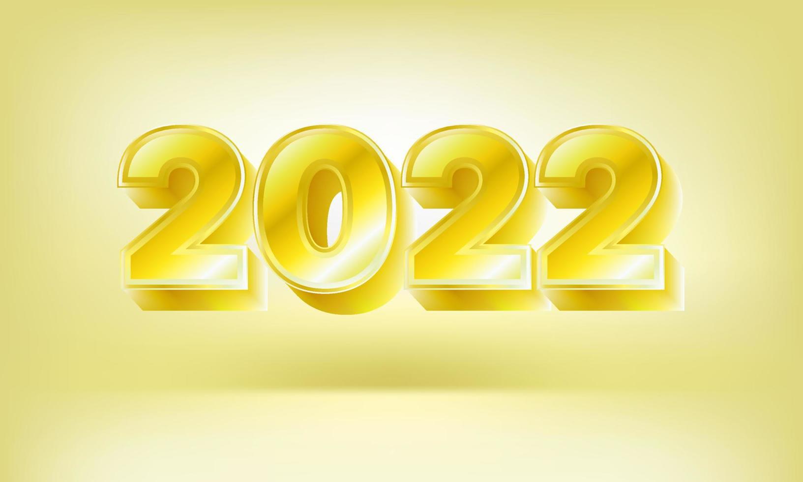 gott nytt år 2022 realistiskt guldnummer, 2022 3d vektor