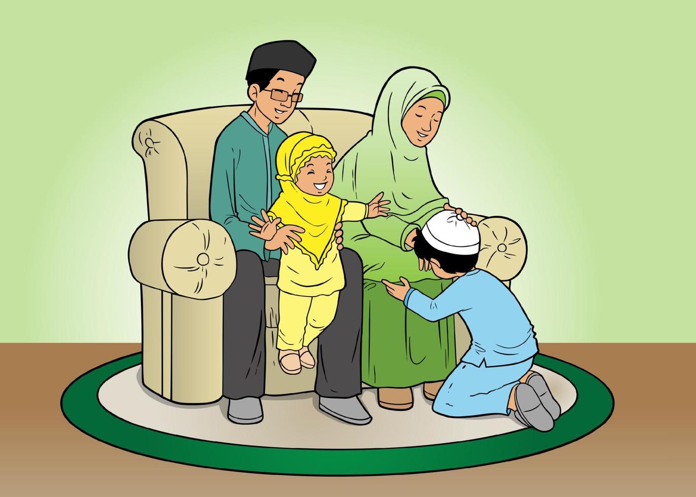 Vergebung der indonesischen muslimischen Familie vektor