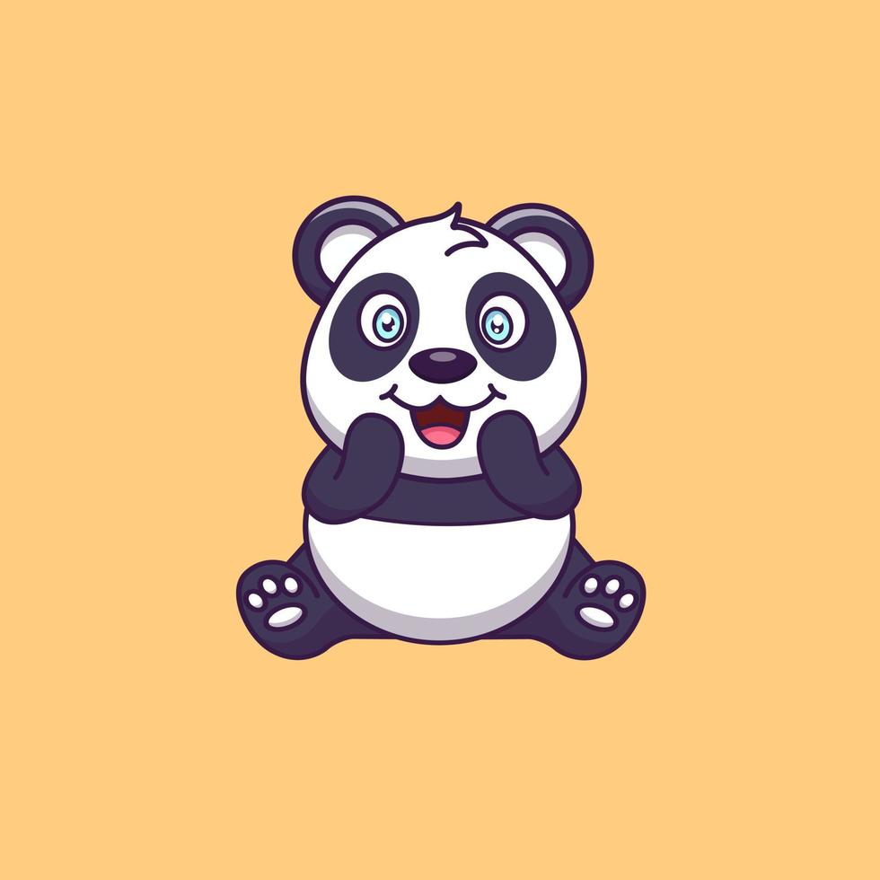 tecknad söt panda sitter. vektor illustration