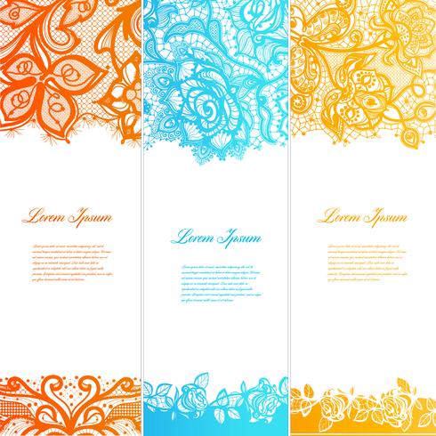 Vintage Farbspitze Blumensatz Banner für Ihre Designs. vektor
