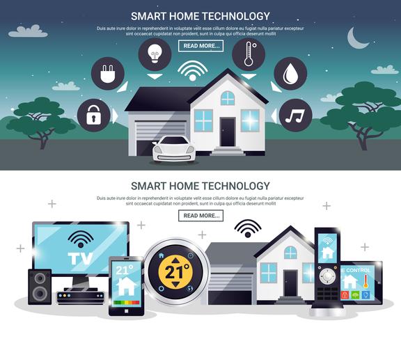 Farbiges Smart Home Banner Set vektor