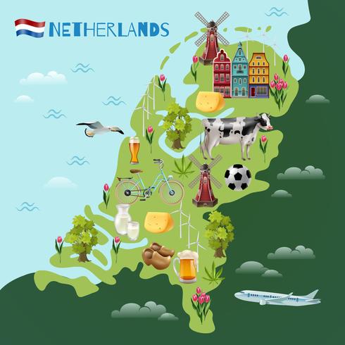 Holland Cultural Travel Map Poster vektor