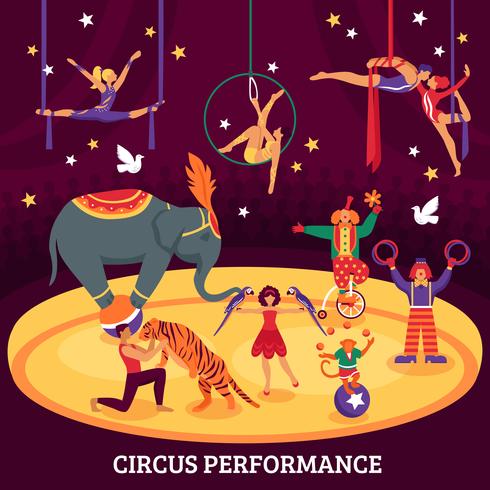 Cirkus Performance Flat Composition vektor