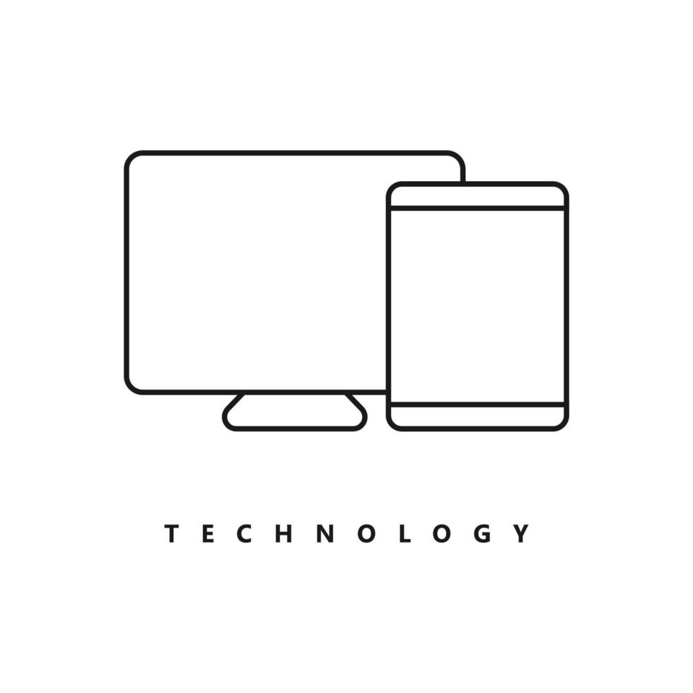 illustration vektorgrafik av linje smart telefon och bildskärm logotyp. perfekt att använda för teknikföretag vektor