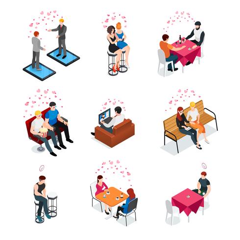 Gay Dating Isometric Compositions vektor