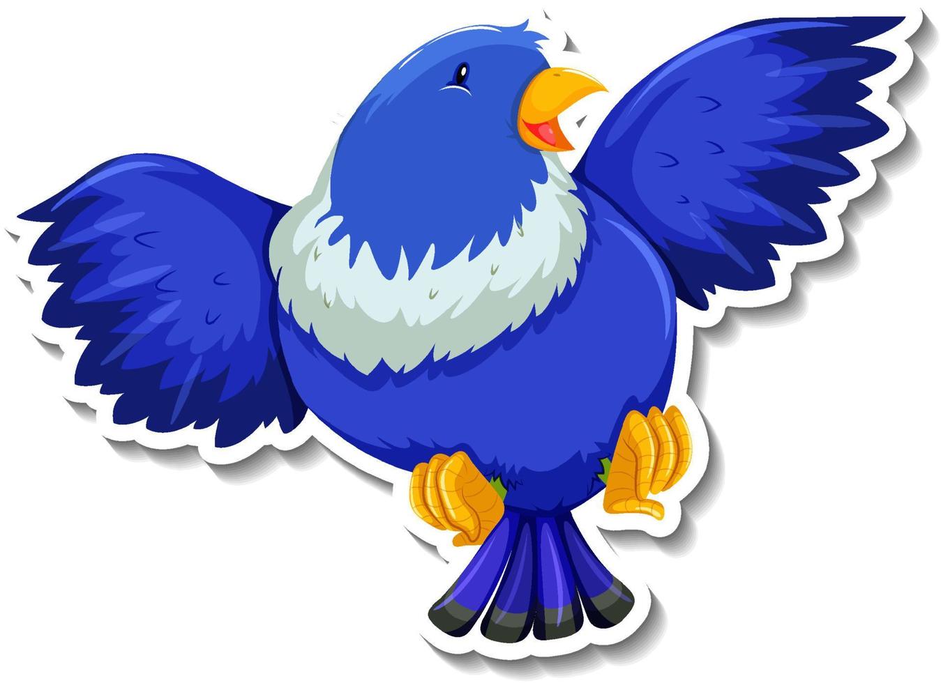 söt blå fågel djur tecknad klistermärke vektor