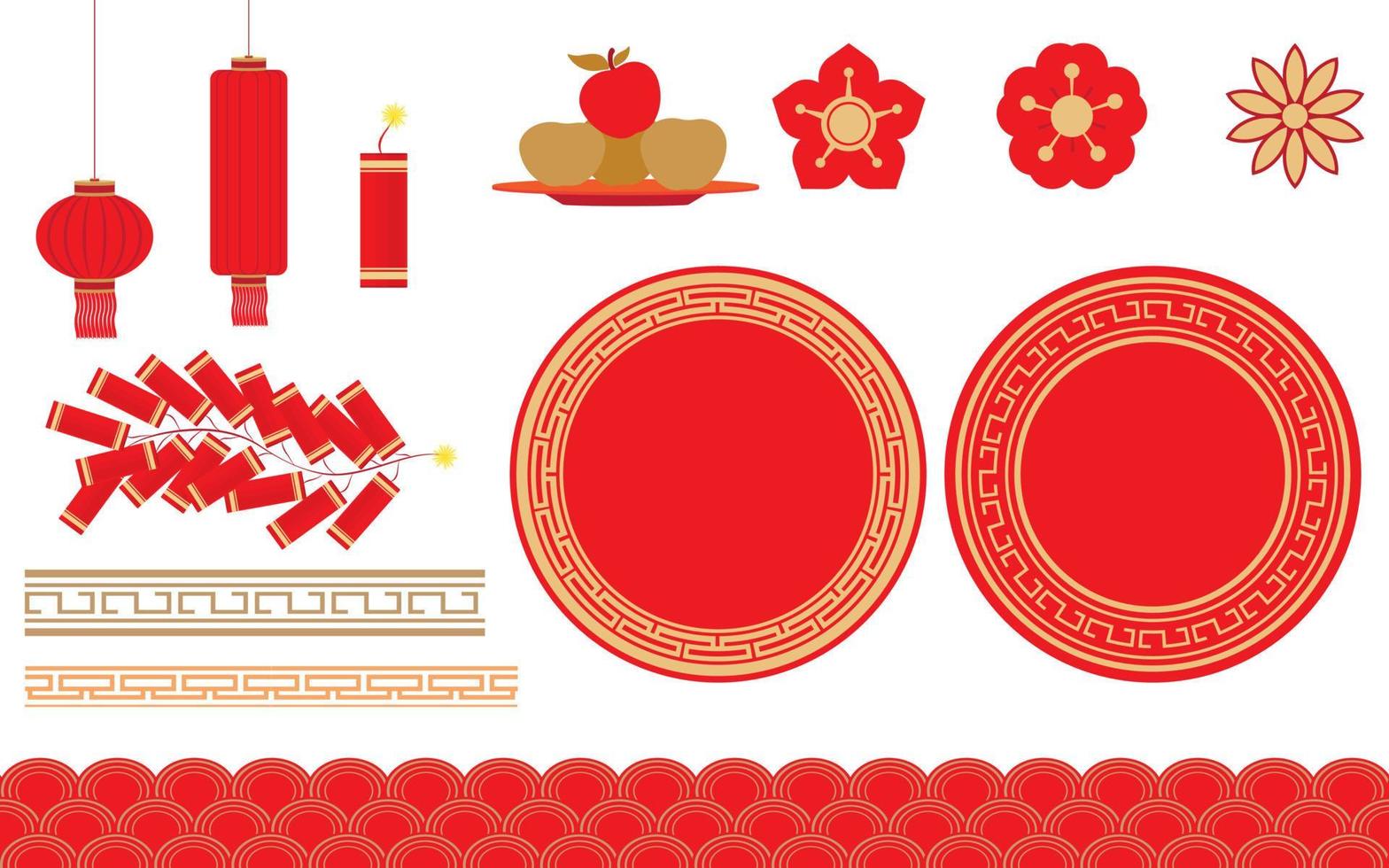 dekorationerna används för design av online-banners för kinesiska nyårsfestivaler vektor