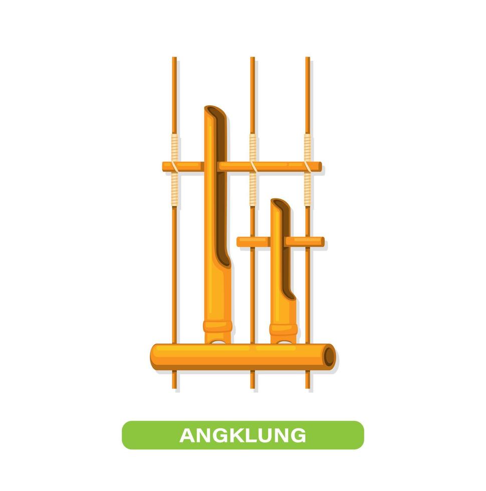 angklung traditionelles musikinstrument aus bambus. sundanese indonesien kultur symbol maskottchen vektor