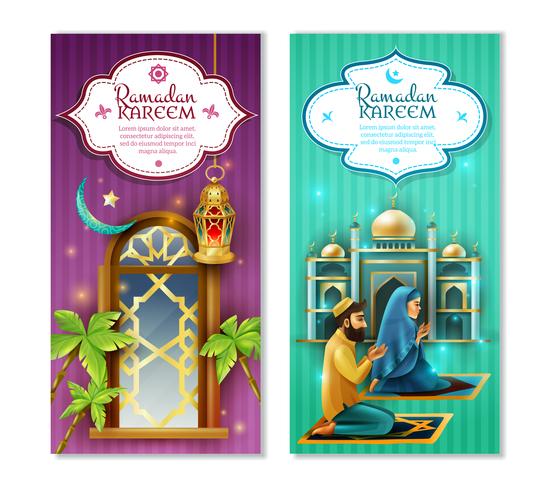 Ramadan Kareem 2 Vertical Banner Set vektor