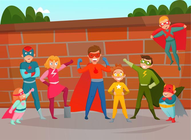 Kids Team Superheroes Sammansättning vektor