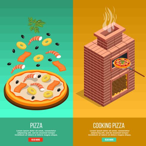 Pizza Backen Banner Set vektor