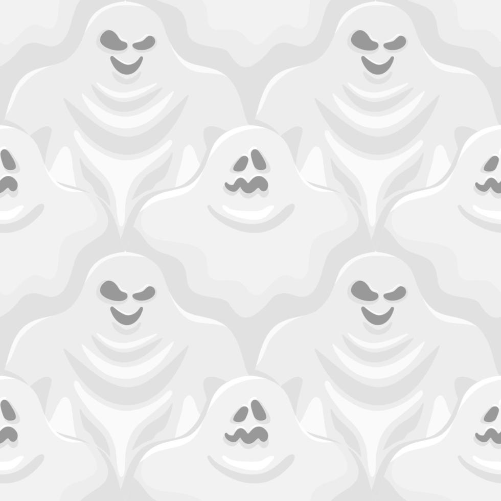 Halloween-Cartoon-Geist-Vektor nahtlose Muster. gruselige Halloween-Textur für Textilien, Geschenkpapier, Cover, Hintergrund, Tapete, Oberfläche, Webdesign. vektor