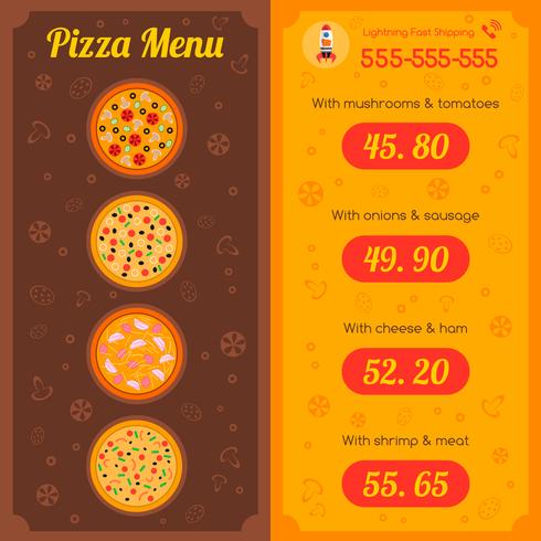 Pizza-Restaurant-Menü vektor