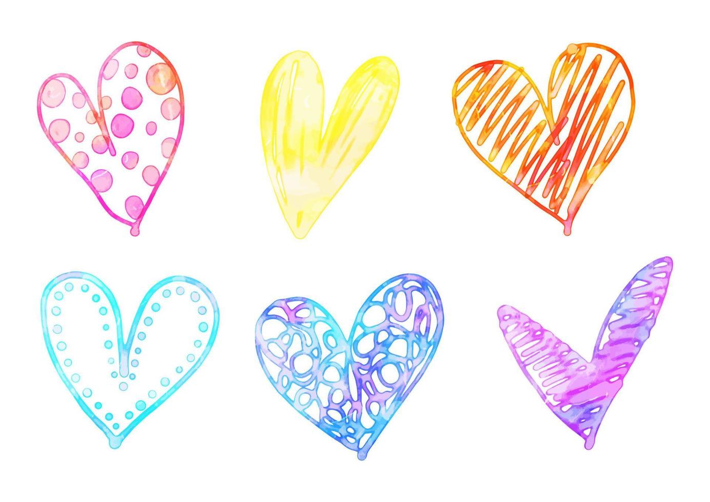älskar hjärta akvarell symboler vektor