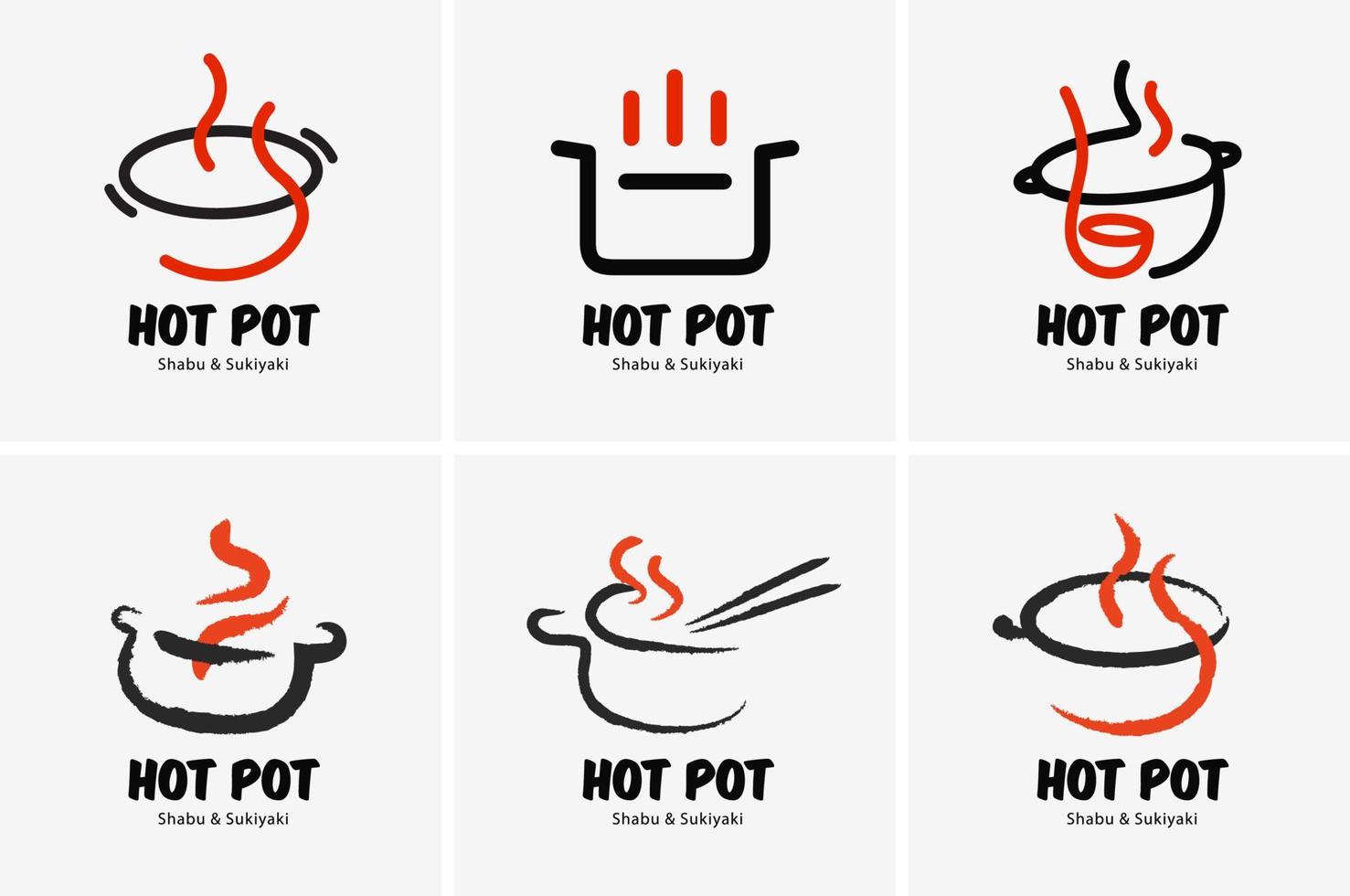 hot pot shabu sukiyaki logotyp ikon grafisk japansk bufférestaurang vektor